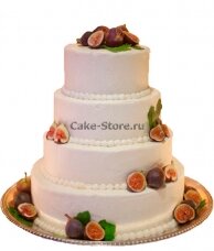 Четырехъярусный свадебный торт с фруктами