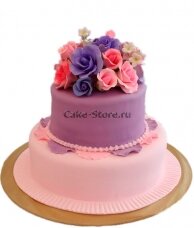Двухъярусный фиолетовый свадебный торт