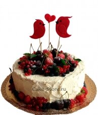 Одноярусный свадебный торт с фруктами и ягодами