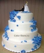 Свадебный торт бело-синий
