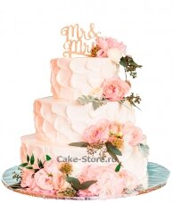 Свадебный торт без мастики с цветами