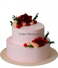 Свадебный торт двухъярусный с цветами