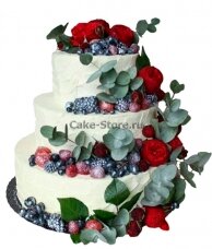 Свадебный торт с фруктами и цветами