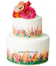 Свадебный торт с полевыми цветами
