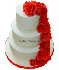 Свадебный торт с розами из крема