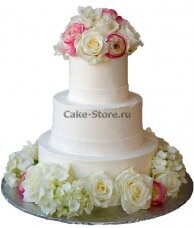 Свадебный торт с живыми розами