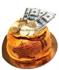 Торт мешок с деньгами с пожеланиями