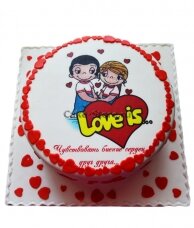 Торт на день святого валентина Love is