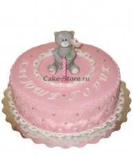 Торт на годик девочке розовый