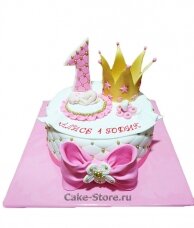 Торт на годик принцессе розовый
