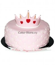 Торт на годик с короной розовый