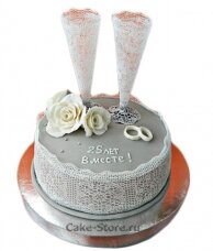 Торт на серебряную свадьбу из мастики