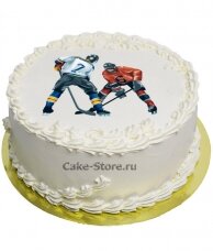 Торт с фотопечатью хоккея