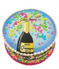 Торт с изображением шампанского