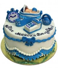 Торт с метрикой в голубом цвете
