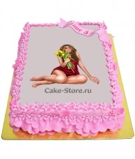 Торт с рисунком девушки с цветком