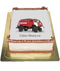 Торт с рисунком пожарной машины