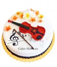 Торт скрипка с цветами