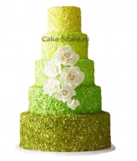 Зеленый свадебный торт из мастики